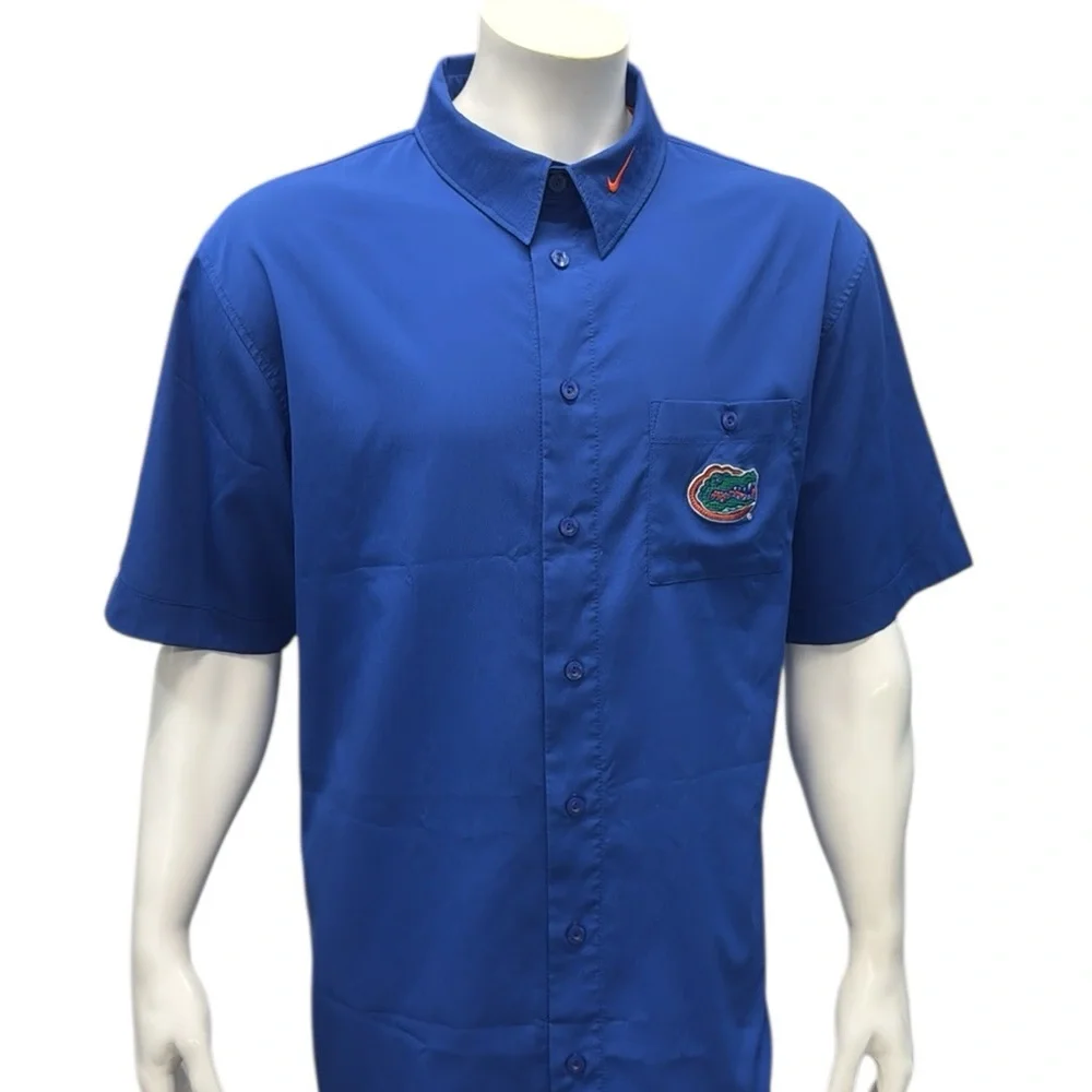 Nike Authentic Team Dri-Fit Florida Gators Blue Embroidered Button Up Shirt XL
